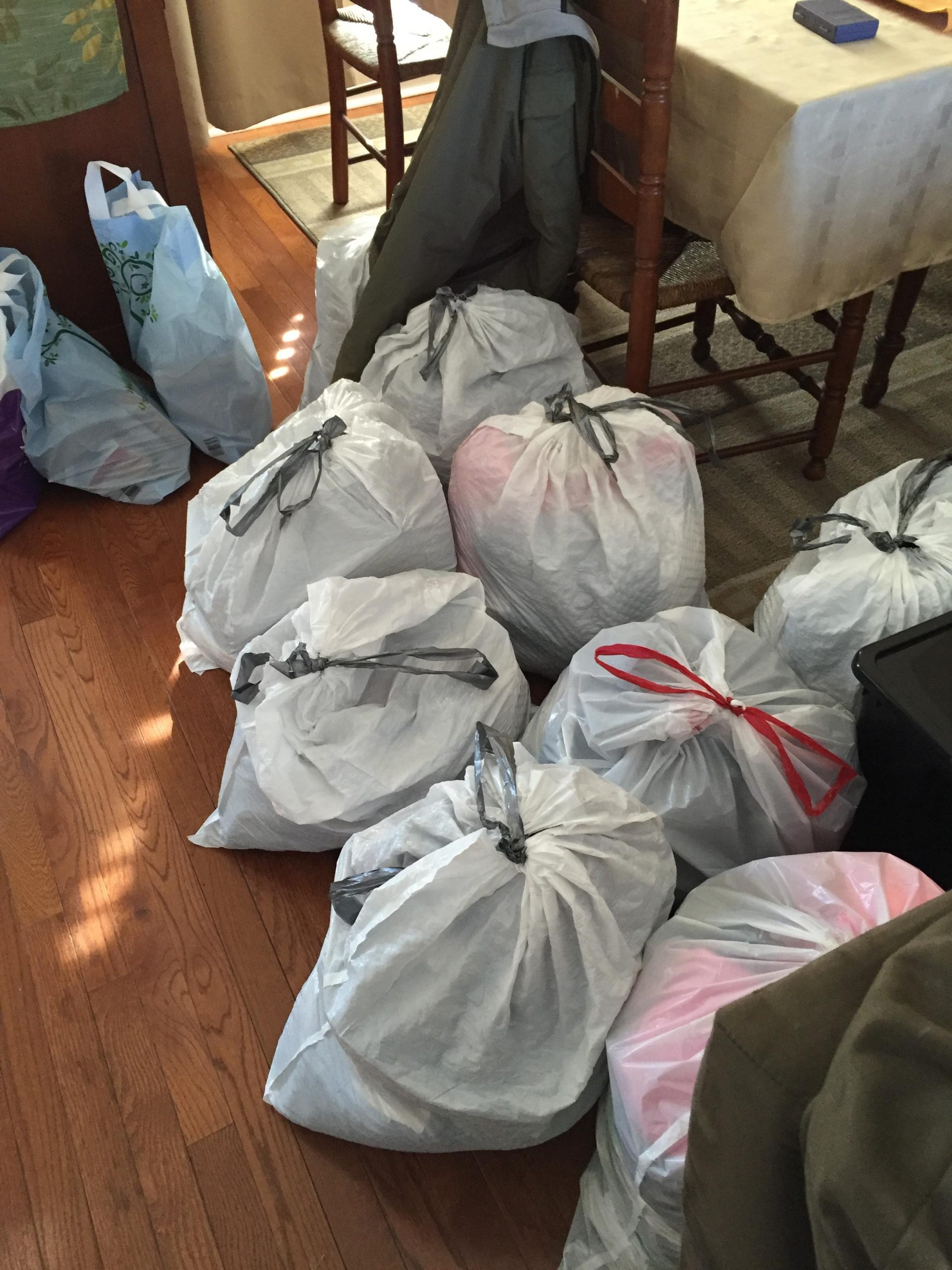 Bags of clothes for donation